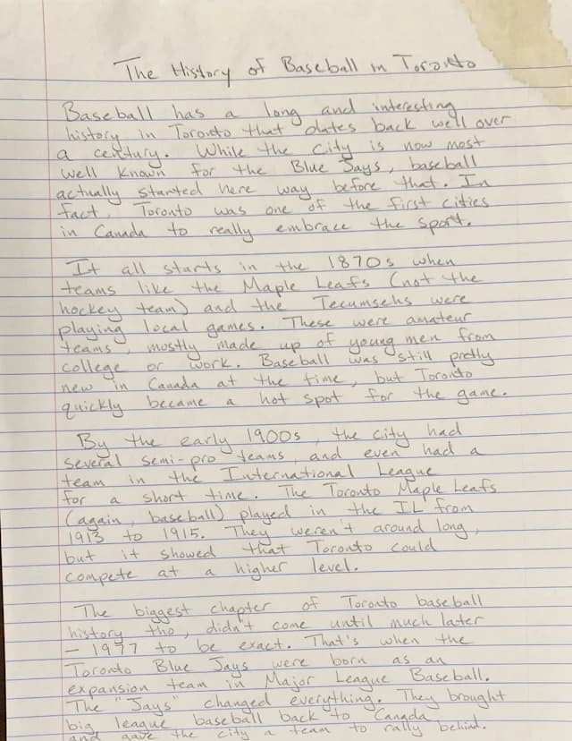 Hand written note