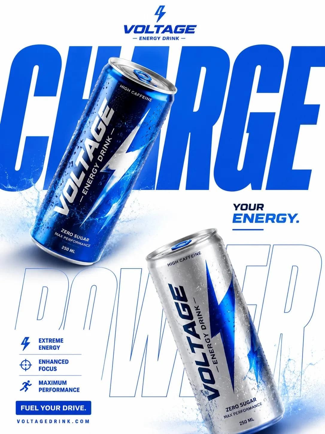 Premium energy drink typography poster