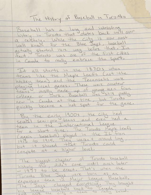 Hand written note