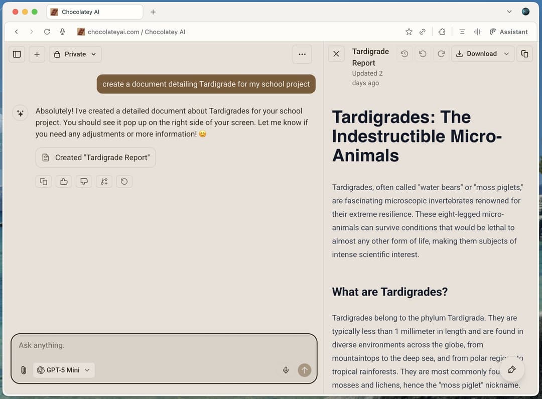 Document creation showcase